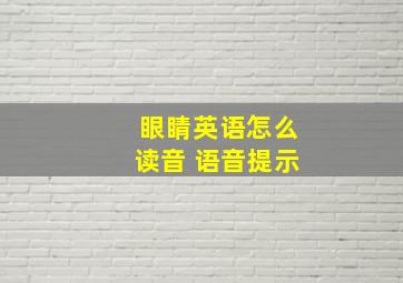 眼睛英语怎么读音 语音提示